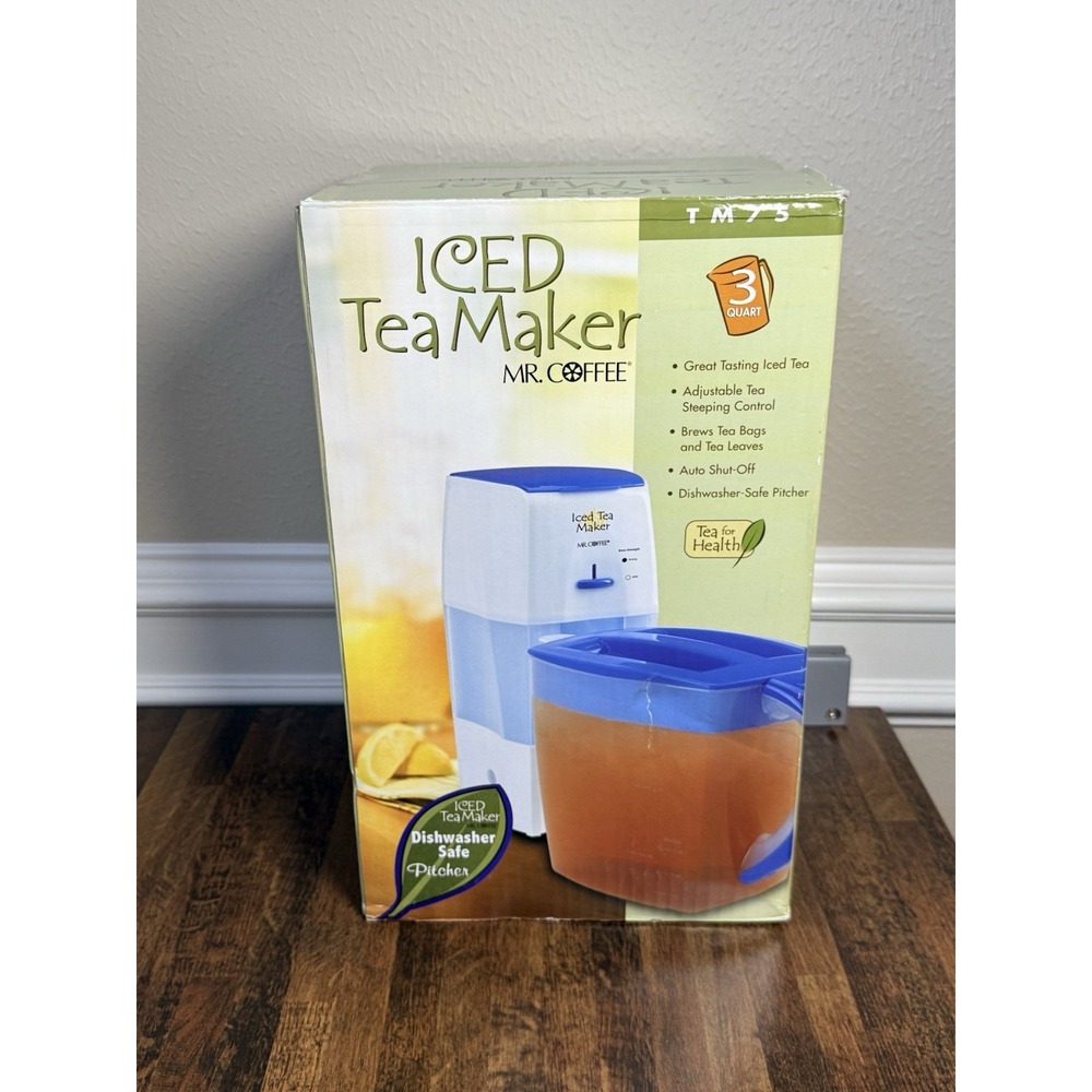 Mr. Coffee TM75 Iced Tea Maker 3 Quart Vintage OPEN BOX Blue/White